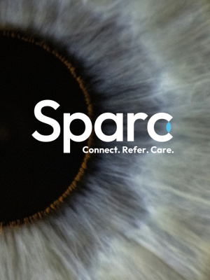 Picture of an iris with Sparc written across it