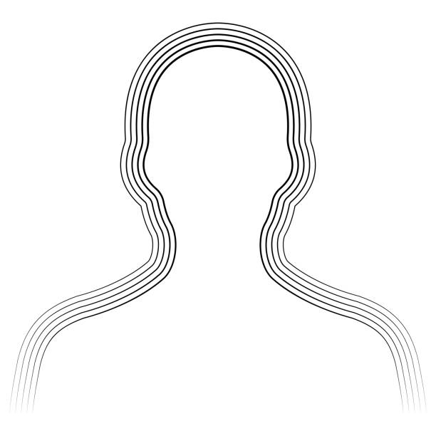 Five line outline of a head and shoulders without features