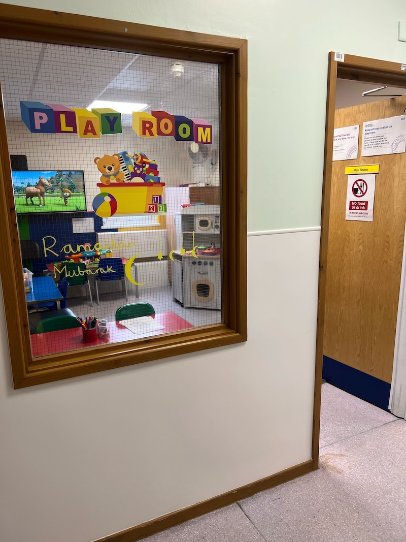 Entrance to Croydon University Hospital play room