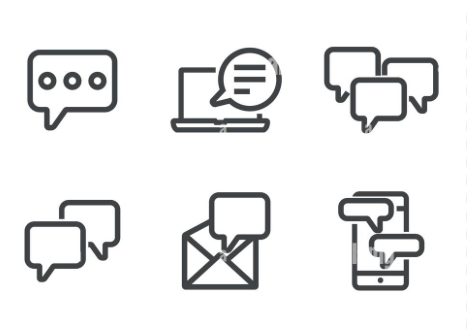 Symbols representing different methods of communication for example email and telephone