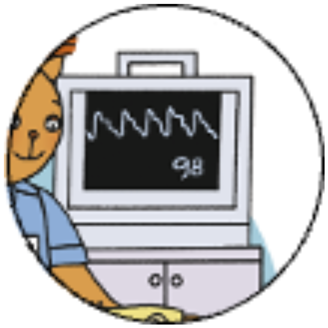 Cartoon animal  heart monitor