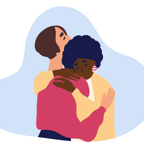 Diagram of two people cuddling each other