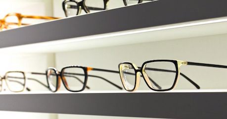 Photo of spectacles on display shelves