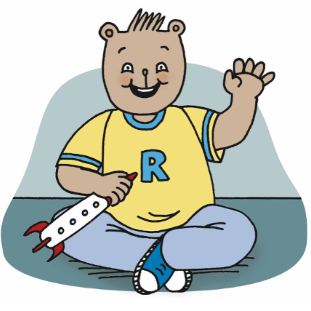 Cartoon Rees Bear waving to the reader
