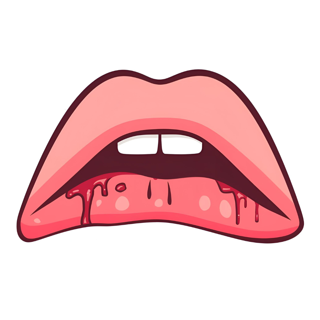 Cartoon Style Close Up Of sore, cracked lips