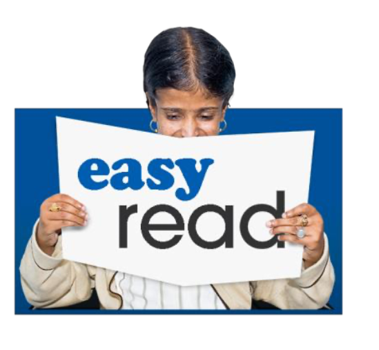 person holding the easy read logo