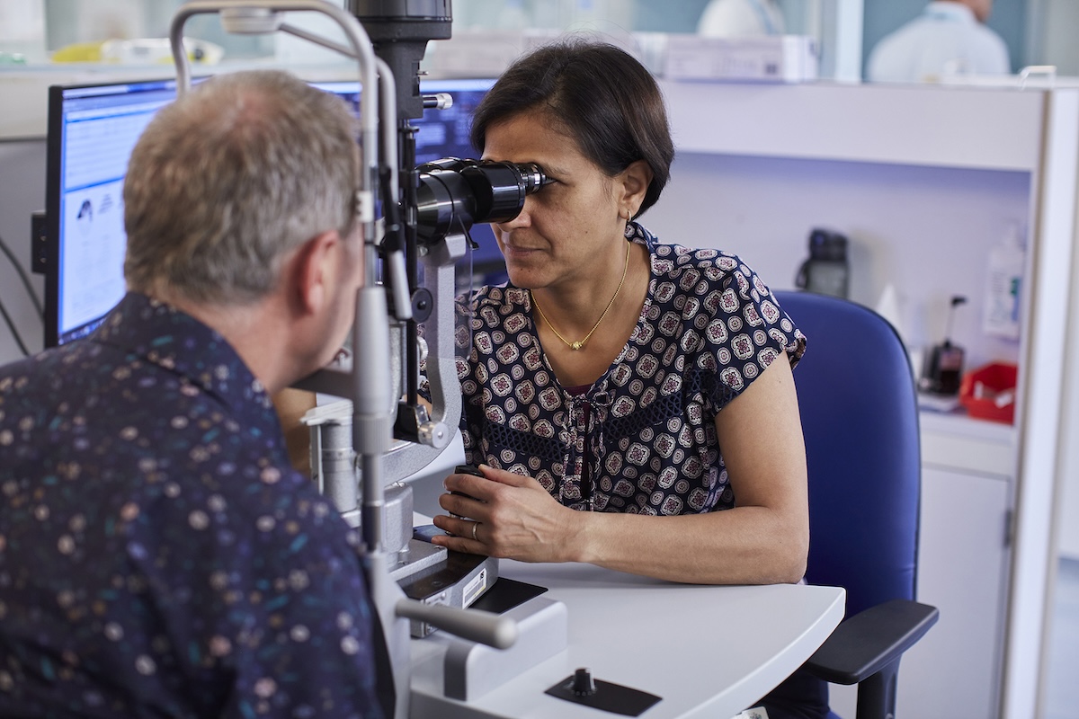 Patient Being Examined Through Slit Lamp